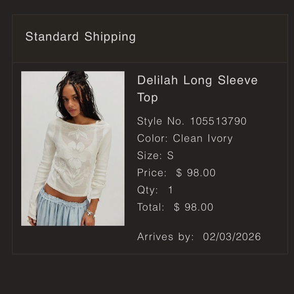 NWT Free People Delilah Long Sleeve Top - Picture 2 of 2